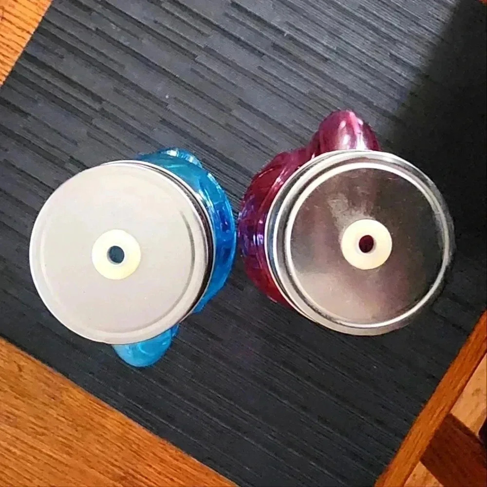 1 Blue & 1 Pink Toucan-Shaped Mason Jar type drinking containers w/Lid - Picture 4 of 5